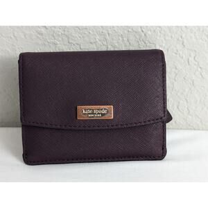 Kate Spade Small Mini Wallet Plum Purple ~ Credit Cards, ID Window, Coin Zipper